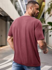 Manfinity NXTstreet Camiseta de manga corta ajustada casual de punto para hombre de talla grande