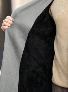 Manfinity Homme 男士修身常规肩部休闲翻领开襟保暖加厚夹克，适合秋冬季穿着 - 深灰色 - 查看 6