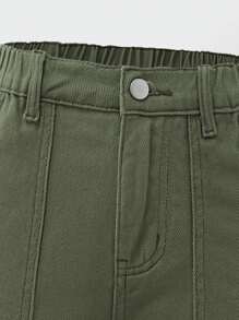 Tween Boy Casual Straight Leg Washed Military Green Jeans - Army Green - View 5