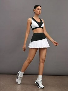 Activina Women's Stretchy Comfortable Colorblock V-Neck Sports Bra