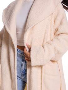 MUSERA Teddy WaterOversized Belted Trench Coat Winter Evening - Cream - View 5