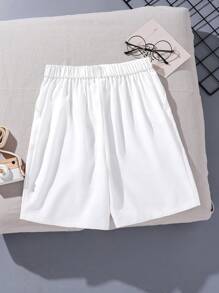 Tween Boys' Elastic Waist White Dress Shorts, Versatile For Summer Casual Outings, Weddings, Holidays And Other Occasions - White - View 2