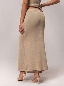 Forever 21 Women Solid Color Knit Sweater Skirt, Minimalist Design For Casual Everyday Wear