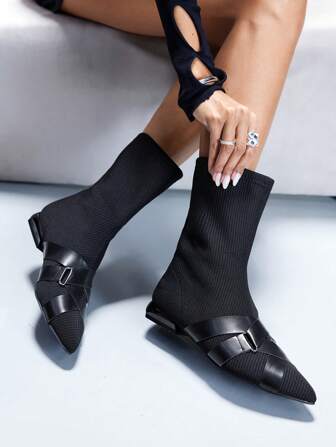 Cuccoo CUCCOO GRLICON Women's Fashion Pointed Toe Elastic Comfortable Casual Ankle Boots, Versatile Boots