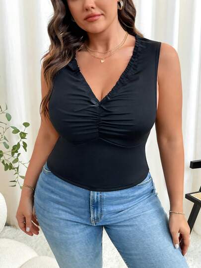 Plus Size Women Soft Fabric Sleeveless Top Camisole