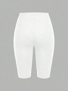SHEIN EZwear 4 件套休闲针织紧身女式短款瑜伽运动紧身裤，适合春夏季 - 彩色 - 查看 4