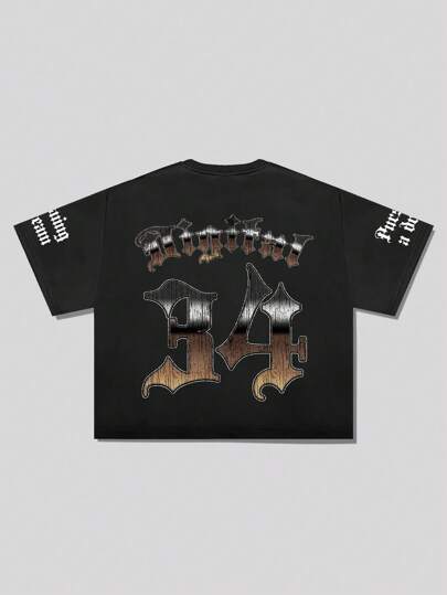 Street Life Camiseta de ajuste boxy estilo gótico para hombres, parte superior de estilo de calle retro para conciertos