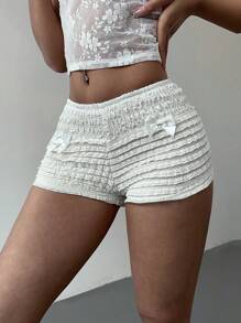Aloruh Sexy kanten stiksels strik decoratie lage taille ultra korte shorts dames witte shorts dames shorts Y2K kleding