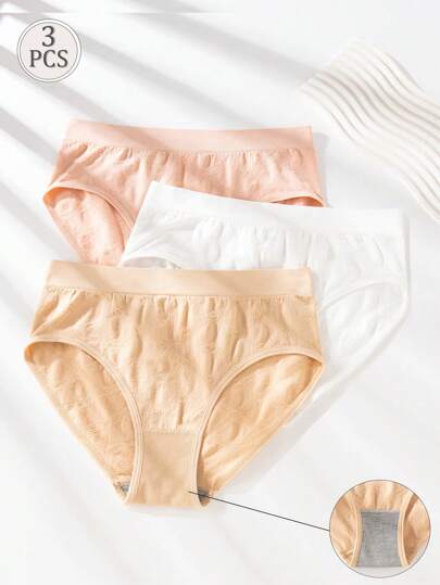 3 piezas/paquete Calzoncillos sin costura de ajuste ceñido y unicolor para adolescentes