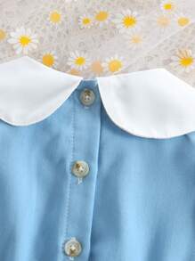 1pc Baby Girls Daisy Floral Print Lapel Summer Bodysuit