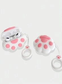 ROMWE Kawaii Słodkie i słodkie różowe etui na słuchawki z smyczką w kształcie kociej łapki i wiosennym urokiem, kompatybilne z Airpods 1/2/Pro - Niebieski - Zobacz 3