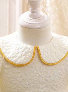 Souflis Souflis 女宝宝韩版可爱提花编织翻领泡泡袖连衣裙，夏季 - 粉色 - 查看 4