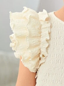 SHEIN Young Girl Easter Fashion Casual Jacquard Knit Round Neck Short Sleeve Dress