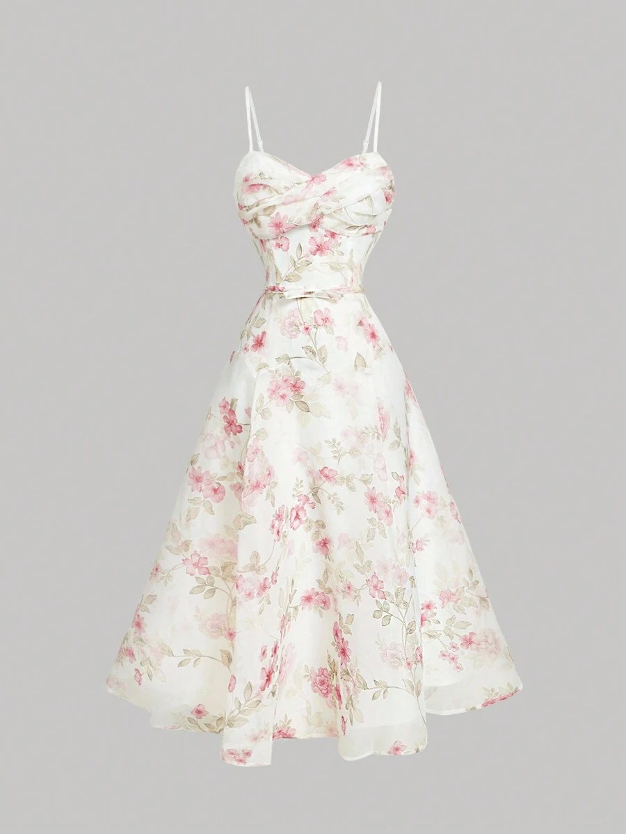 SHEIN MOD 女式花卉欧根纱连衣裙、女士生日连衣裙、春装、夏季连衣裙、女士复古服装、女士晚礼服、女士波西米亚风连衣裙、俱乐部连衣裙、度假、情人节晚礼服、女士新年连衣裙、新年派对连衣裙、女士早午餐服装、女士约会晚礼服、女士音乐会服装、中国新年服装、蝴蝶结、茶会服装、女士早午餐服装 - 彩色 - 查看 1