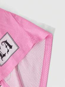 Aesthetic Post--Men's Sportswear College INS Basketball Jersey, Mesh Fabric, Oversized Number 23 Los Angeles Lettering Flame Print, Loose-Fit Pink V-Neck Short Sleeve T-Shirt . Jersey Shirt ,Men's V-Neck Short Sleeve Numeric Print Simple T-Shirt, Casual Everyday Wear - Pink - View 3