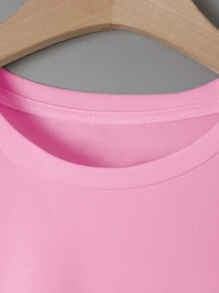 INAWLY Áo thun tay ngắn họa tiết hoạt hình thường ngày Giáng sinh dành cho nữ - Hồng - Xem 3