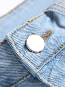 Manfinity EMRG Men's Front Button Pocket Distressed Casual Skinny Denim Shorts