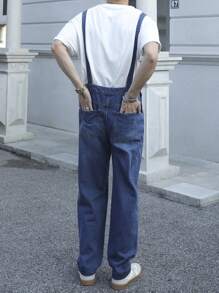 Manfinity Homme Plus Size Men's Denim Bib Overall & Pants Set - Medium Wash - View 2