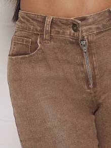 SUMWON WOMEN Designer Flared Jeans Y2K Style High Waist Bell Bottom Denim Pants Retro Waxed Finish Casual Fashion Statement Fall Winter