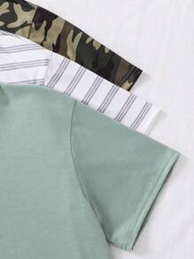 SHEIN Leap Crew 青少年男孩休闲短袖和长裤套装，多件套 - 彩色 - 查看 6