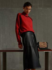 MOTF PREMIUM 对比色宽松毛衣 - 酒紅色 - 查看 9