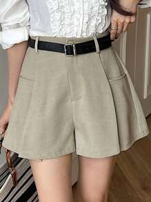 DAZY Pantalones cortos casuales de cintura elástica de unicolor, elegantes pantalones cortos de verano para mujer
