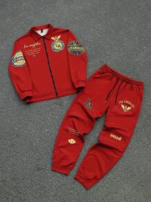 Aesthetic Post--Men's Long Sleeve Printed Jacket And Pants Set - Red - View 2