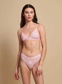 TryMe Damen Lässig Unterwäsche-Slips mit Herz-Stickerei im minimalistischen Mode-Stil für den täglichen Gebrauch