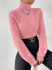 Calvaya Women Casual Minimalist Turtleneck Raglan Sleeve Sweater, Autumn/Winter