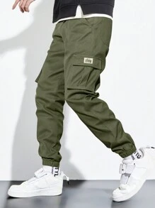 Manfinity Homme 2pcs Men Loose Fit Cargo Pants With Patch Detail - Black - View 5