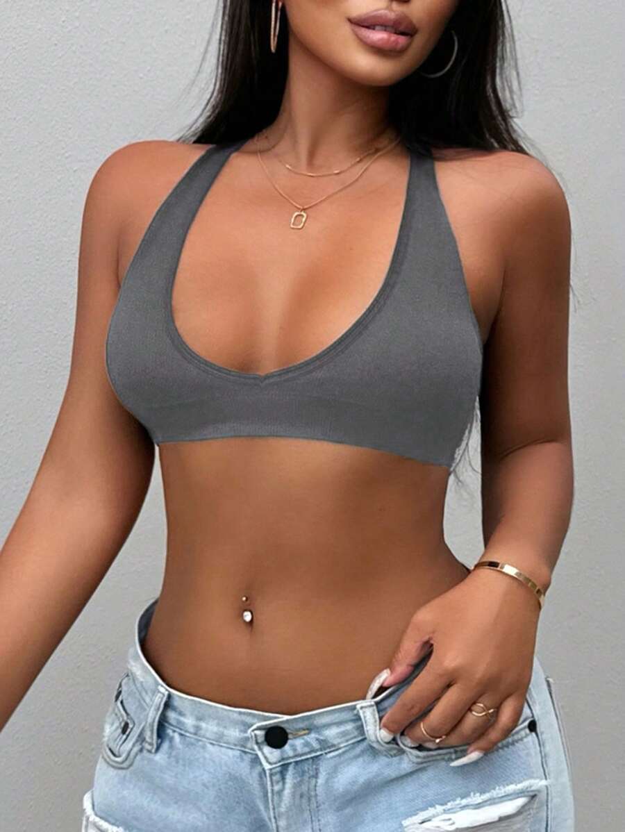 Zolique Women's Plain Sleeveless Slim Fit Tank Top, Casual Everyday Wear - Grey - View 1