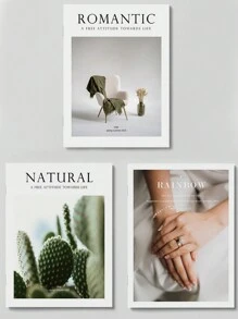 1 pieza/3 piezas Revista de estilo lujoso INS Accesorios de fotografía Revista decorativa - Blanco - Ver 4