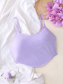 1 حمالة قطنية بسيطة بحمالات رفيعة بلون أرجواني، للفتيات المراهقات