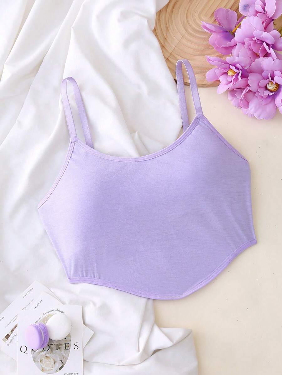 1 حمالة قطنية بسيطة بحمالات رفيعة بلون أرجواني، للفتيات المراهقات