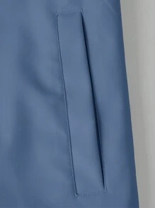 Manfinity VCAY 白色皮夹克，简约时尚，日常休闲装 - 霧霾藍 - 查看 5