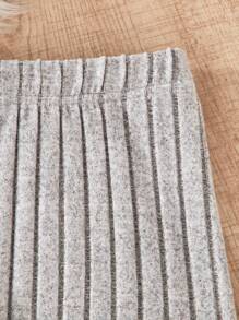 Teen Girl Long Sleeve Printed Hooded Top And Ribbed Pants 2 Pieces Set, Casual & Sweet - Apricot - View 7