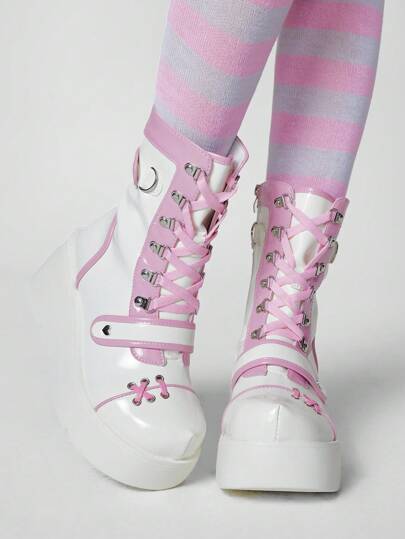 Kawaii Women's Gothic Punk Platform Lug Sole Ankle Boots