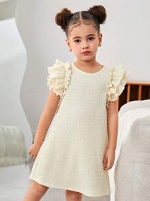 SHEIN Young Girl Easter Fashion Casual Jacquard Knit Round Neck Short Sleeve Dress