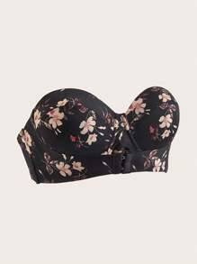 DesireSculpt Women's Strapless Floral Print Black Push Up Bra With Medium Stretch Fabric For Casual Wear - Multicolor - View 3