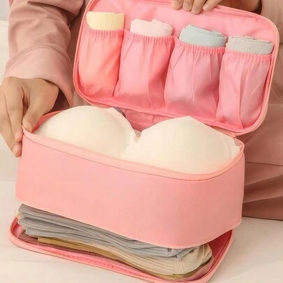 1pc 9.4inch Portable Toiletry Travel Bag, Divided Storage Bag For Underwear, Convenient And Practical, Can Be Used To Classify Clothes And Personal Items, Travel Storage,Solid Waterproof Underwear & Diapers Luggage Organizer For Travel,Holiday,Back To School Christmas For Holiday Gift Giving,Boho Vibes