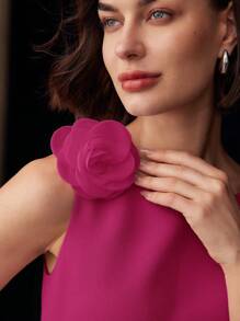 MOTF PREMIUM FLOWER APPLIQUES ZIPPER DRESS - Hot Pink - View 6