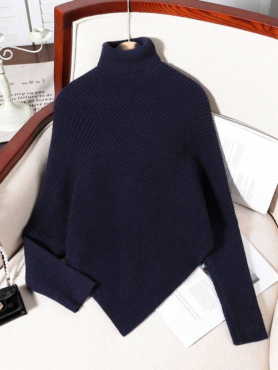 Pullover für Mädchen im Rundhalsausschnitt, modischer und eleganter Straßenponcho-Umhangstil, Herbst/Winter