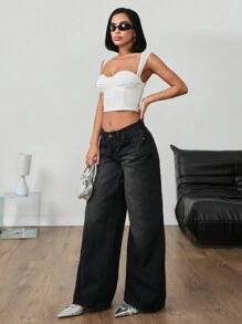 EURMUSE Women's Plain Front Button Pocket Minimalist Casual Long Pants, Daily Wear - Black - View 4