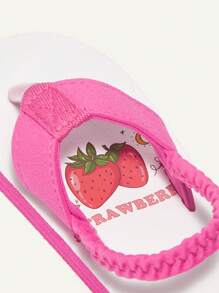 Cozy Pixies Summer Beach Holiday Open-Toe Elastic Back Strawberry Cartoon Pattern Flip Flops - Hot Pink - View 3