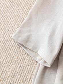 Chiquease 女士短袖印花T恤，休闲工作服，毕业 - 杏色 - 查看 5