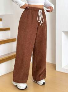 Calvaya Plus Size Women Thick Warm Corduroy Pants, Loose Straight Leg Casual Trousers For Home, Outdoor, Autumn/Winter