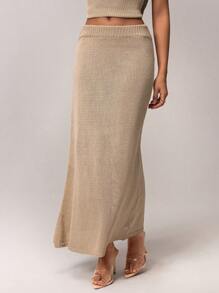 Forever 21 Women Solid Color Knit Sweater Skirt, Minimalist Design For Casual Everyday Wear
