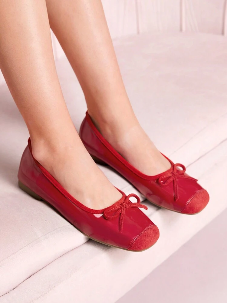 CUCCOO DOLLMOD Red Butterfly Decor Casual Flat Shoes For Women Valentine's Day