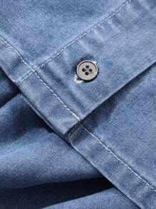 DAZY 西式女式牛仔服装水洗无袖衬衫阔腿裤女士牛仔套装 - 中等水洗藍 - 查看 7