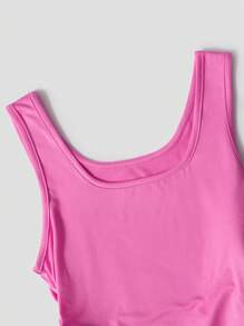 SHEIN Teen Girls' Casual Versatile Minimalist Solid Color Pleated Camisole